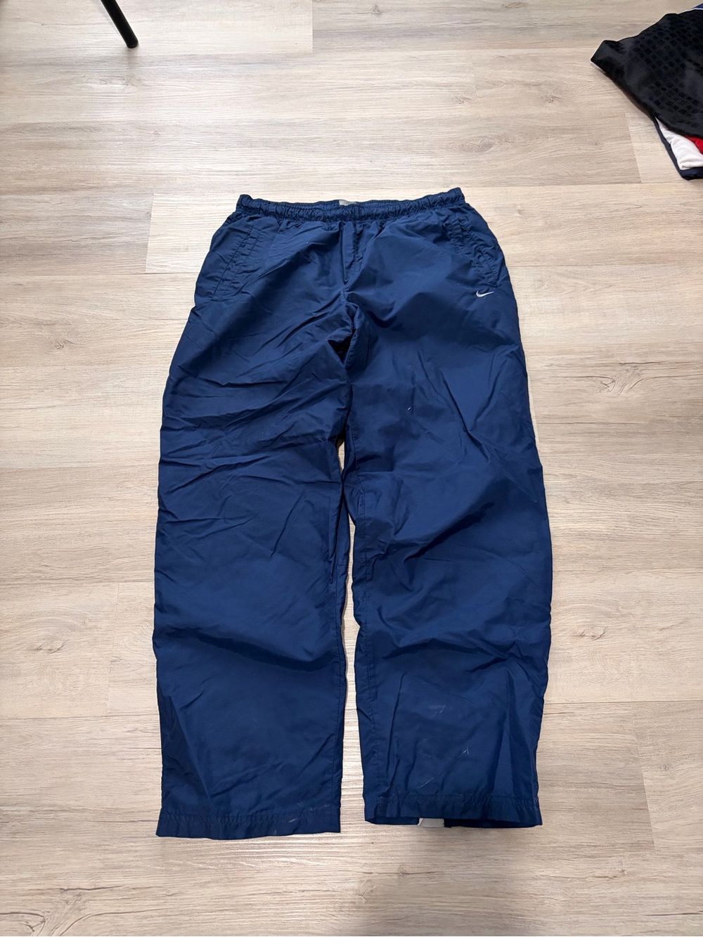 Y2k Baggy blue Nike track pants ankle zip